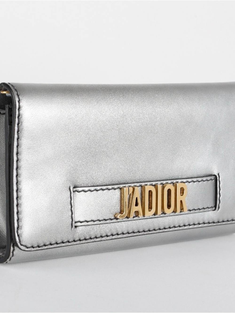 Dior Metallic Silver Clutch with Gold J'Adior Hardware - Picture 3 of 7
